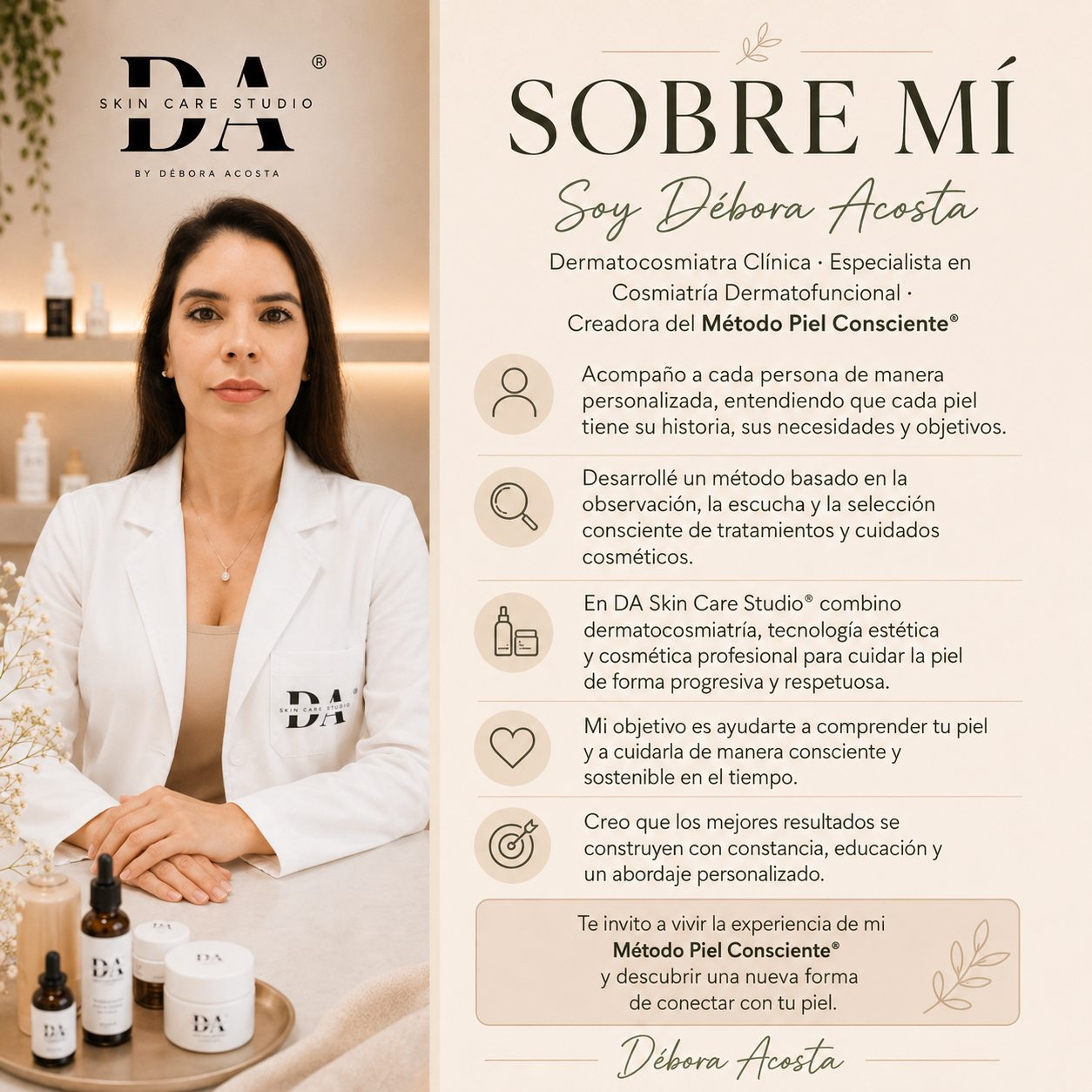 Resumen visual sobre Débora Acosta